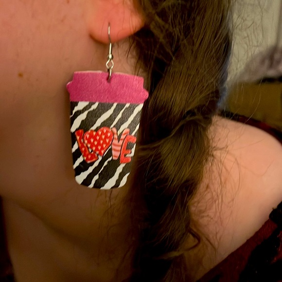 Love Coffee Faux Leather Earrings - Picture 3 of 3